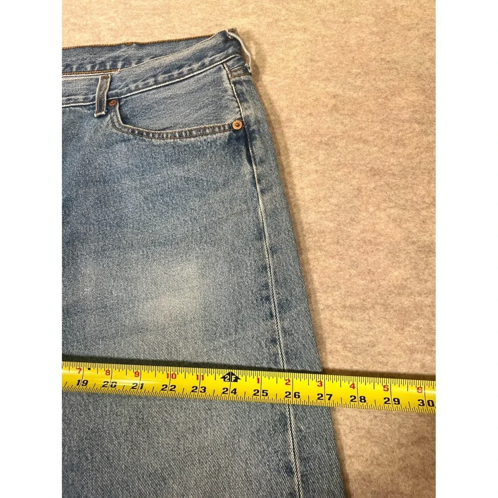Levis 501 Original Fit Jeans Mens 42x30 Blue Denim Cotton Straight Leg High Rise
